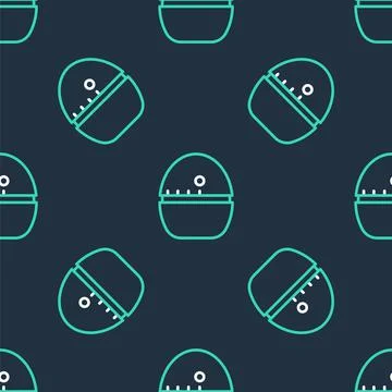 Line Kitchen timer icon isolated seamless pattern on black background. Egg timer 스톡 일러스트