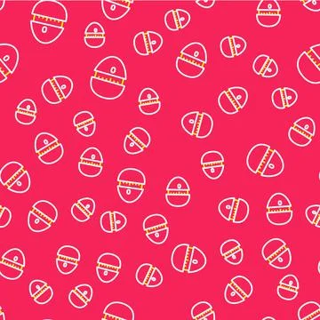 Line Kitchen timer icon isolated seamless pattern on red background. Cooking 스톡 일러스트