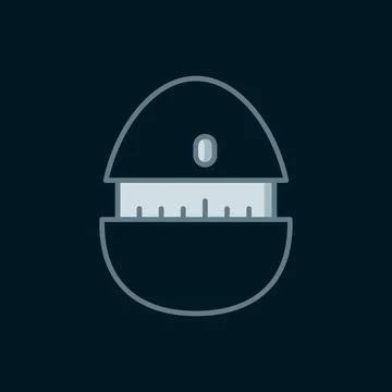 Line Kitchen timer icon isolated on black background. Cooking utensil. Flat.. 스톡 일러스트