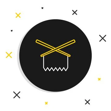 Line Knitting needles icon isolated on white background. Label for hand made Stock Illustration