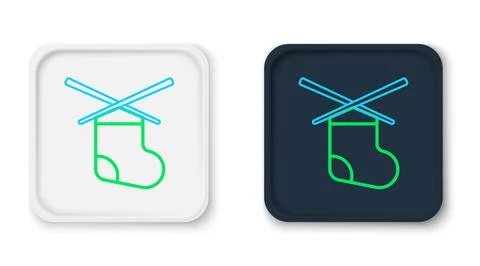 Line Knitting needles icon isolated on white background. Label for hand made Stock Illustration