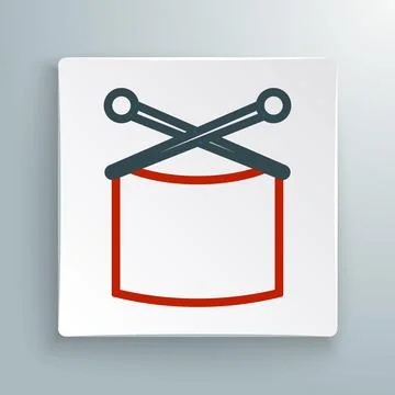 Line Knitting needles icon isolated on white background. Label for hand made イラスト素材