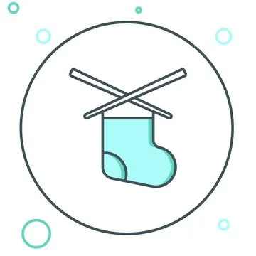 Line Knitting needles icon isolated on white background. Label for hand mad.. Иллюстрация