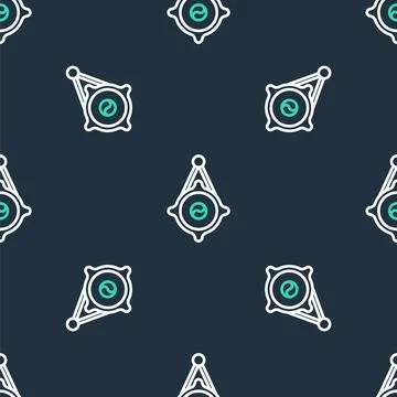 Line Korean paper lantern icon isolated seamless pattern on black backgroun.. Stock Illustration