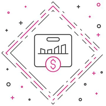Line KPI - Key performance indicator icon isolated on white background. Colorful Stock Illustration