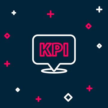 Line KPI - Key performance indicator icon isolated on blue background. Colorful 스톡 일러스트