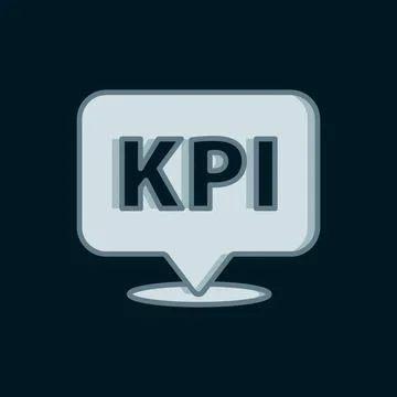 Line KPI - Key performance indicator icon isolated on black background. Fla.. Stock Illustration