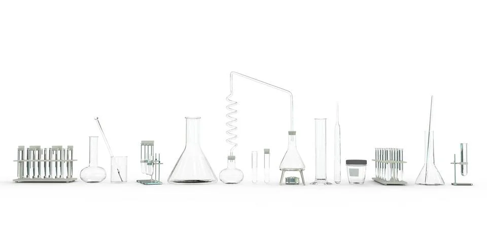 Line of lab test-tubes empty on white - college concepts Stock Illustration