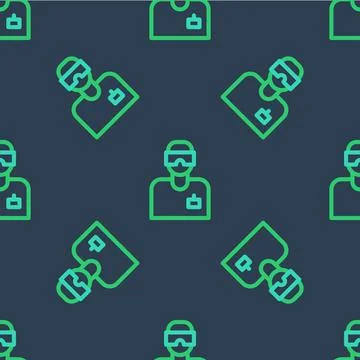Line Laboratory assistant icon isolated seamless pattern on blue background Stock Illustration