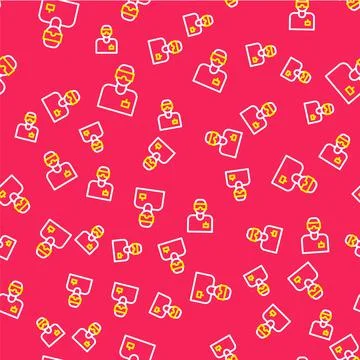 Line Laboratory assistant icon isolated seamless pattern on red background Stock Illustration