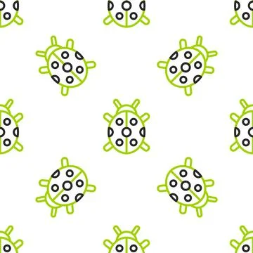 Line Ladybug icon isolated seamless pattern on white background.  Vector Stock Illustration