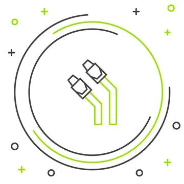 Line LAN cable network internet icon isolated on white background. Colorful o イラスト素材