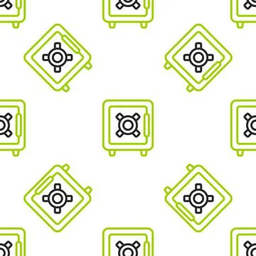 Line Large industrial mining dump truck icon isolated seamless pattern on white Stock Illustration