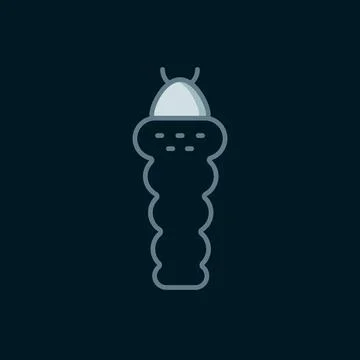 Line Larva insect icon isolated on black background. Flat filled outline st.. Stock Illustration