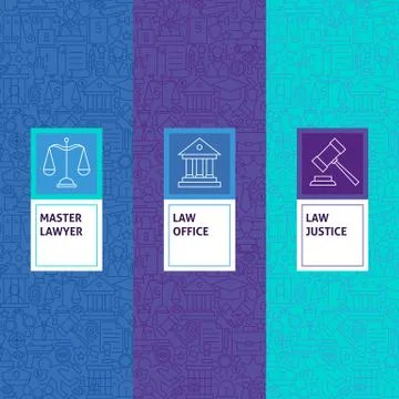 Line Law Justice Patterns Set Stock Illustration