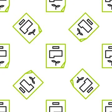 Line Leaf document icon isolated seamless pattern on white background. Nature Stockillustratie