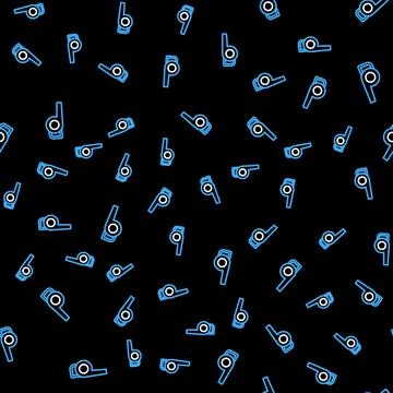 Line Leaf garden blower icon isolated seamless pattern on black background.   Stock Illustration