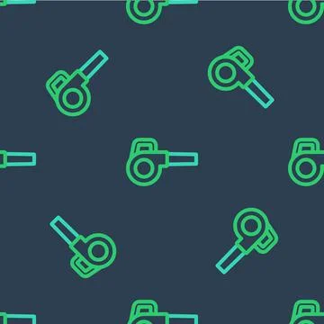 Line Leaf garden blower icon isolated seamless pattern on blue background 库存插图