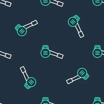 Line Leaf garden blower icon isolated seamless pattern on black background 库存插图