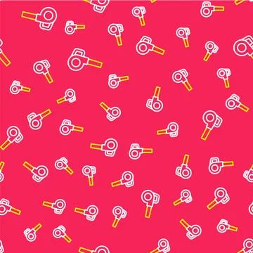 Line Leaf garden blower icon isolated seamless pattern on red background. Vector Stockillustratie