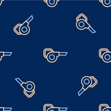 Line Leaf garden blower icon isolated seamless pattern on blue background. .. Stockillustratie