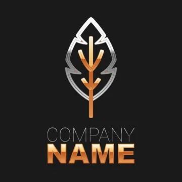 Line Leaf icon isolated on black background. Leaves sign. Fresh natural product Stock Illustration