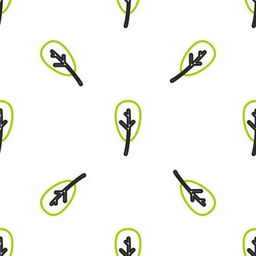 Line Leaf icon isolated seamless pattern on white background. Leaves sign. Fresh Illustrazione stock