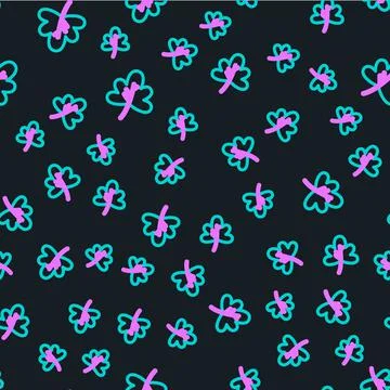 Line Leaf icon isolated seamless pattern on black background. Leaves sign. Fresh Stock Illustration