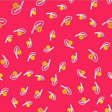 Line Leaf icon isolated seamless pattern on red background. Leaves sign. Fresh Stock Illustration