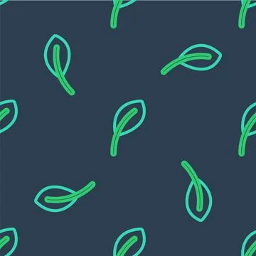 Line Leaf icon isolated seamless pattern on blue background. Leaves sign. Fresh イラスト素材