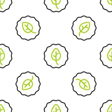 Line Leaf icon isolated seamless pattern on white background. Leaves sign. Fr Stock Illustration