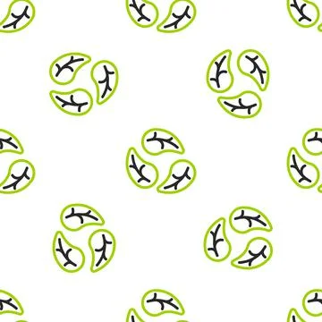 Line Leaf icon isolated seamless pattern on white background. Leaves sign. Fresh Stock Illustration