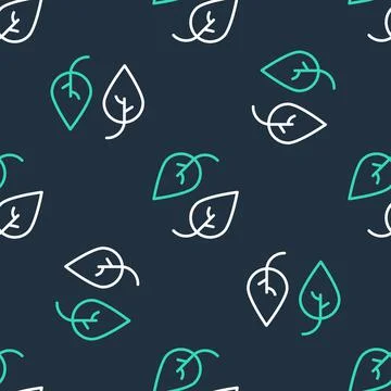 Line Leaf icon isolated seamless pattern on black background. Leaves sign. Fresh イラスト素材