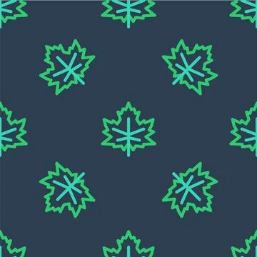 Line Leaf icon isolated seamless pattern on blue background. Leaves sign. Fresh Stock Illustration