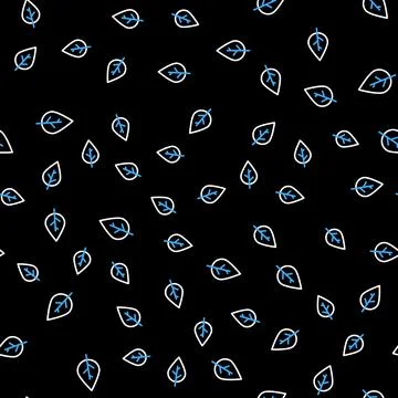 Line Leaf icon isolated seamless pattern on black background. Fresh natural Illustrazione stock