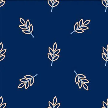 Line Leaf icon isolated seamless pattern on blue background. Leaves sign. Fresh Stock Illustration