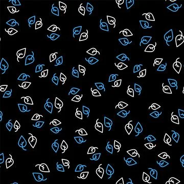 Line Leaf icon isolated seamless pattern on black background. Leaves sign. Fresh 스톡 일러스트