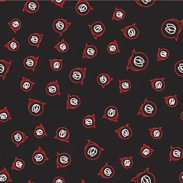 Line Leaf icon isolated seamless pattern on black background. Leaves sign. Fresh Illustrazione stock