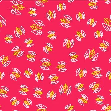 Line Leaf icon isolated seamless pattern on red background. Leaves sign. Fresh Stock Illustration