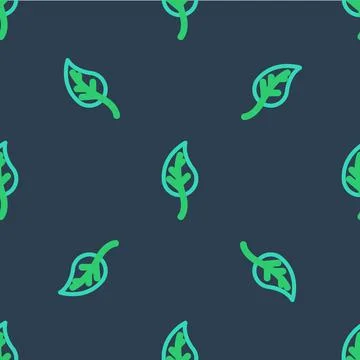 Line Leaf icon isolated seamless pattern on blue background. Leaves sign. Fresh Stock Illustration