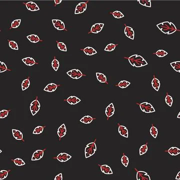 Line Leaf icon isolated seamless pattern on black background. Leaves sign. Fresh イラスト素材