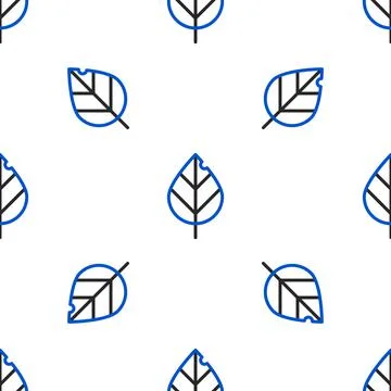 Line Leaf icon isolated seamless pattern on white background. Fresh natural Stock Illustration