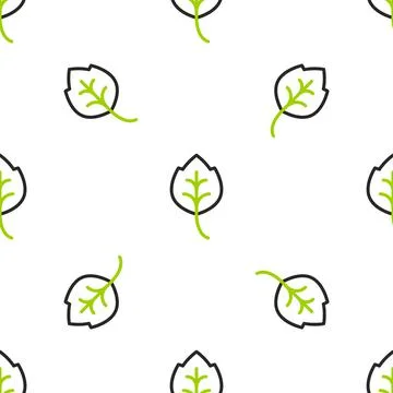 Line Leaf icon isolated seamless pattern on white background. Leaves sign. Fresh Stockillustratie