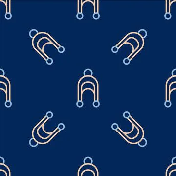 Line Leaf icon isolated seamless pattern on blue background. Leaves sign. Fresh Stockillustratie