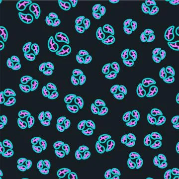 Line Leaf icon isolated seamless pattern on black background. Leaves sign. Fresh 스톡 일러스트