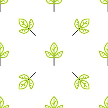 Line Leaf icon isolated seamless pattern on white background. Leaves sign. Fresh Stock Illustration
