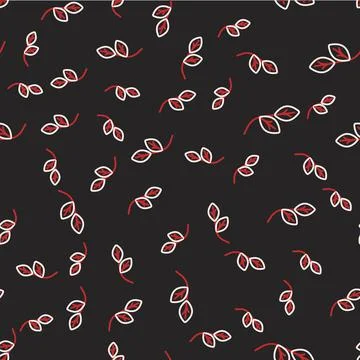 Line Leaf icon isolated seamless pattern on black background. Leaves sign. Fresh Stock Illustration