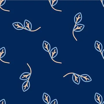 Line Leaf icon isolated seamless pattern on blue background. Leaves sign. Fresh イラスト素材