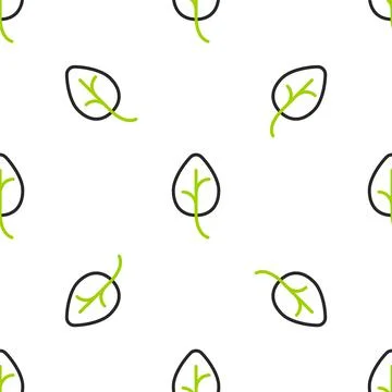 Line Leaf icon isolated seamless pattern on white background. Leaves sign. Fresh 스톡 일러스트