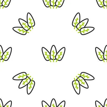 Line Leaf icon isolated seamless pattern on white background. Leaves sign. Fr Stock Illustration